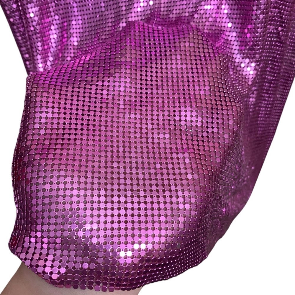 House of Harlow 1960 NWT Bright Pink Chainlink Cowl Neck Mini Dress Size Medium - Picture 3 of 8